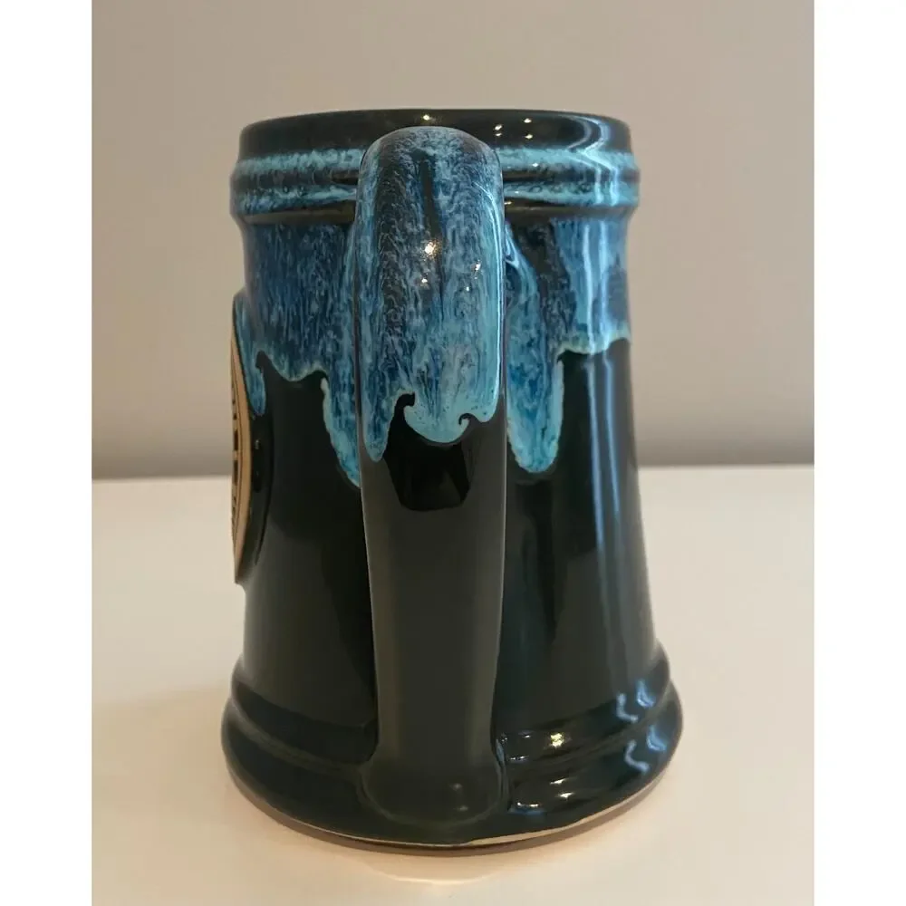 Iron Hill Brewery 2007 Mug Club Member Stein Drip Glaze Pottery Dark Green/ Blue - Picture 5 of 9